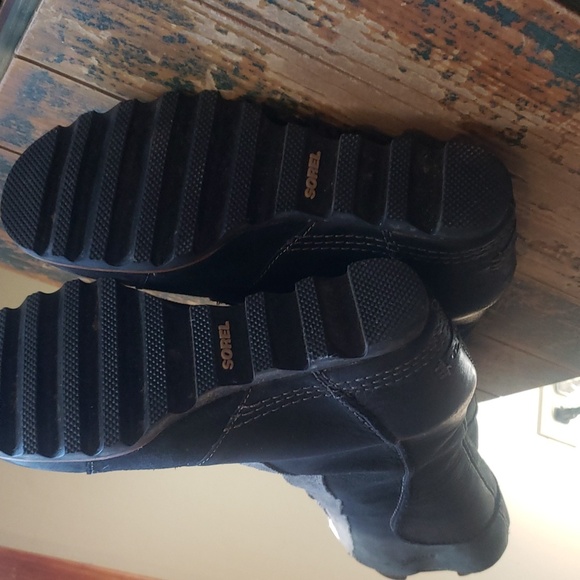 Sorel CATE THE GREAT WEDGE - WOMEN'S Boots Black & Gray Leather Knee High SZ 9 - Picture 5 of 7